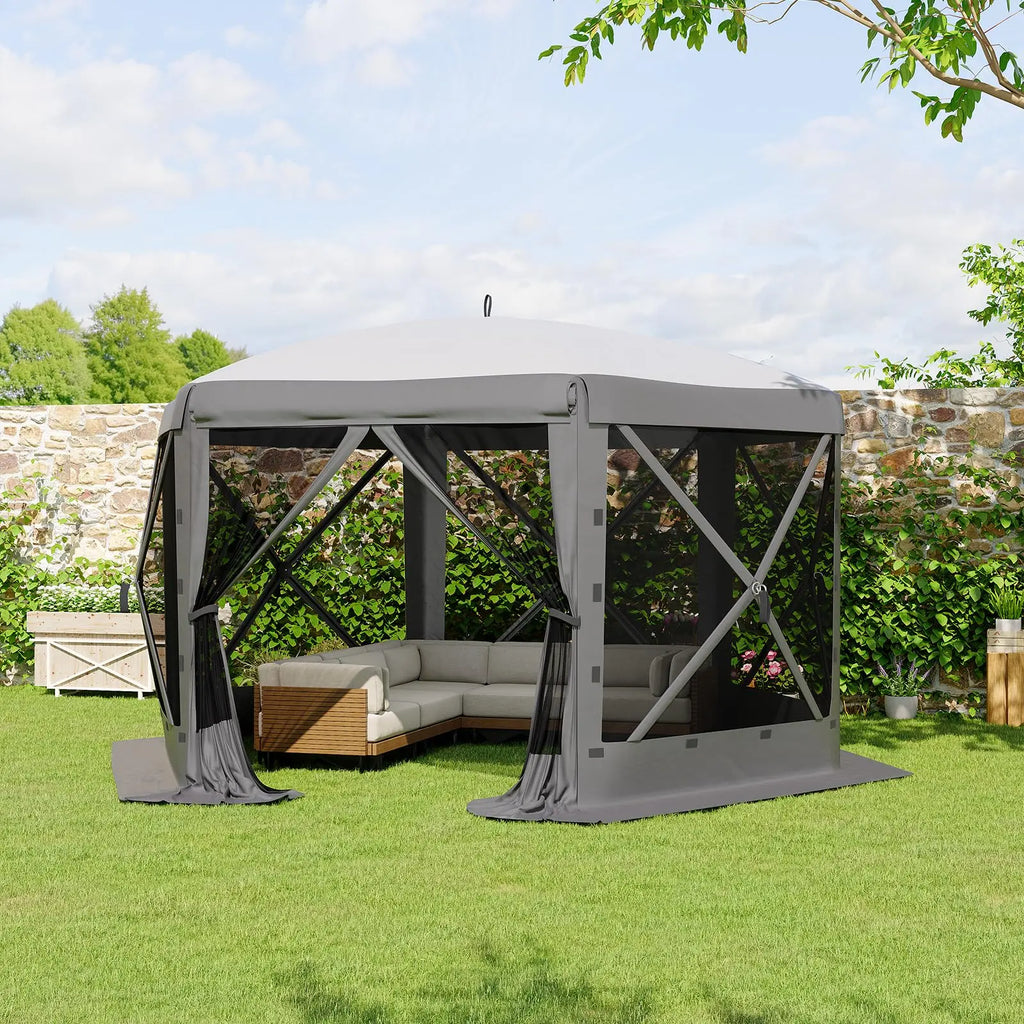 Garvee 11.5x11.5 Ft Pop-Up Screen Gazebo Tent - Effortless Setup Outdoor Canopy with Full Mesh Walls & Wind Panels for Ultimate Comfort and Protection
