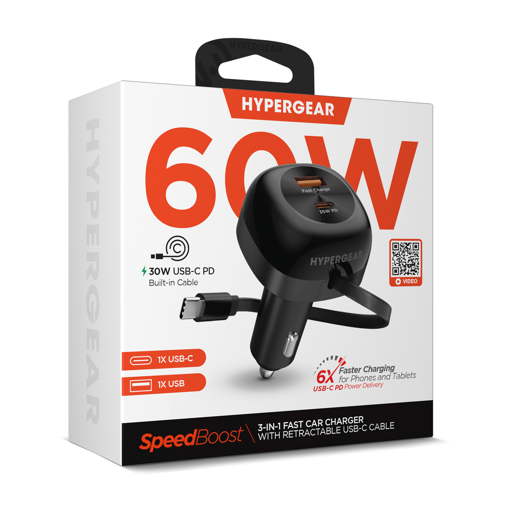 Experience Lightning-Fast Charging with the Hypergear Speedboost 60W Retractable Car Charger