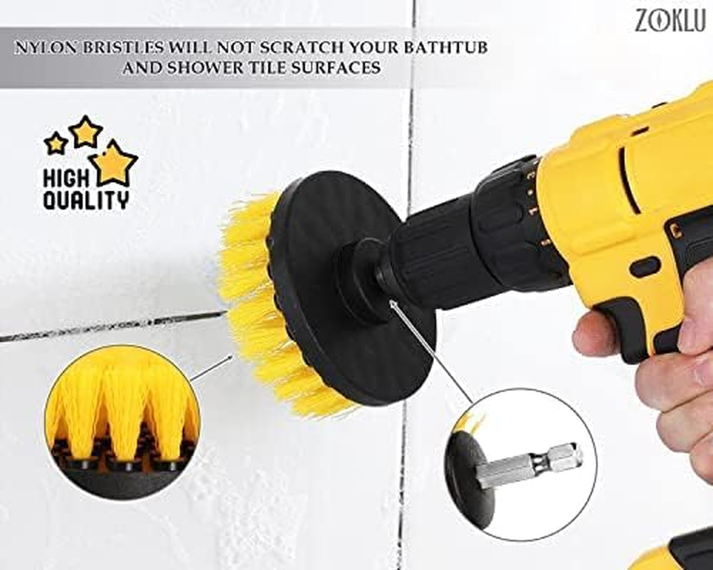 3 Pcs Drill Brush Attachments for Cleaning, Nylon 2/3.5/4 in Heads | Brush Attachment for Drill, 1/4 in Hex Shaft; Use on Car Detailing, Carpet, Wheels, Showers, Bathtubs, Tile, Grout & Floors