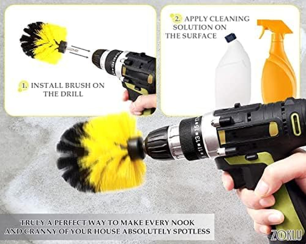 3 Pcs Drill Brush Attachments for Cleaning, Nylon 2/3.5/4 in Heads | Brush Attachment for Drill, 1/4 in Hex Shaft; Use on Car Detailing, Carpet, Wheels, Showers, Bathtubs, Tile, Grout & Floors