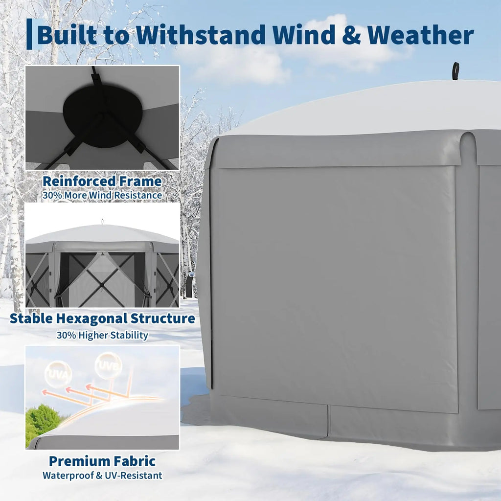 Garvee 11.5x11.5 Ft Pop-Up Screen Gazebo Tent - Effortless Setup Outdoor Canopy with Full Mesh Walls & Wind Panels for Ultimate Comfort and Protection