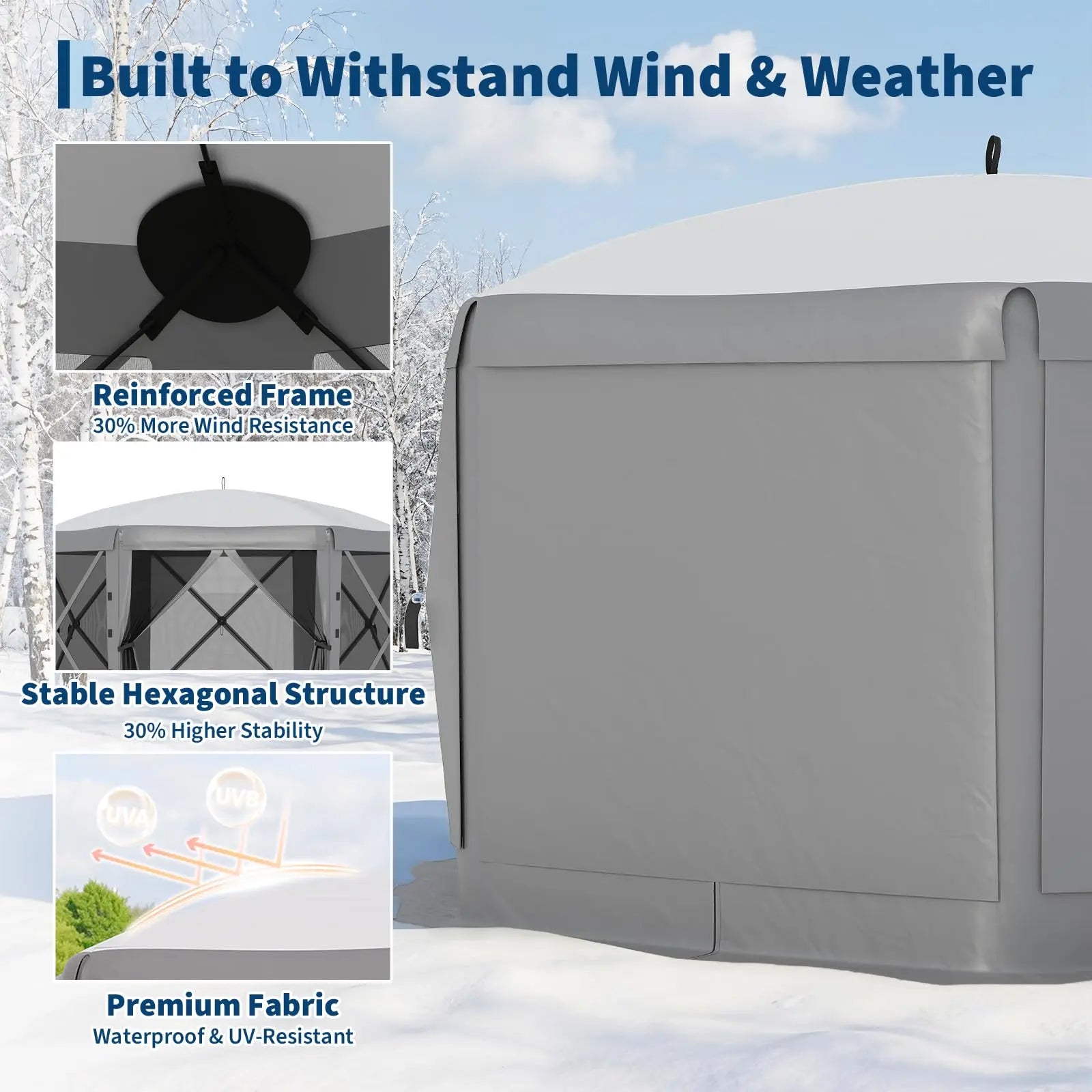 Garvee 11.5x11.5 Ft Pop-Up Screen Gazebo Tent - Effortless Setup Outdoor Canopy with Full Mesh Walls & Wind Panels for Ultimate Comfort and Protection