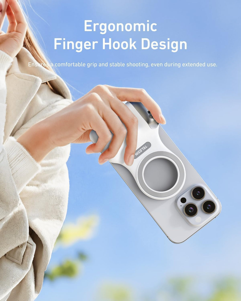 Elevate Your Selfie Game with the Magnetic Phone Camera Grip & C03 Selfie Light Kit - Perfect for iPhone MagSafe & Android!