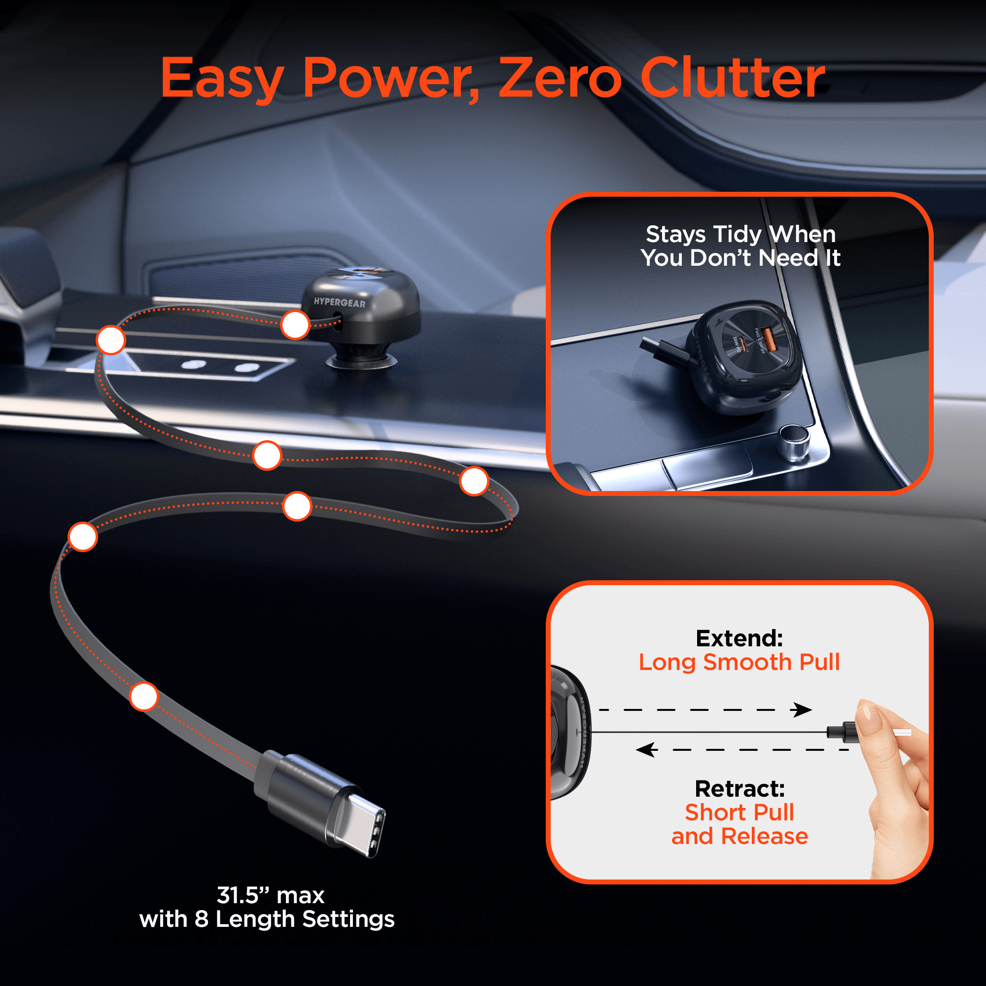 Experience Lightning-Fast Charging with the Hypergear Speedboost 60W Retractable Car Charger