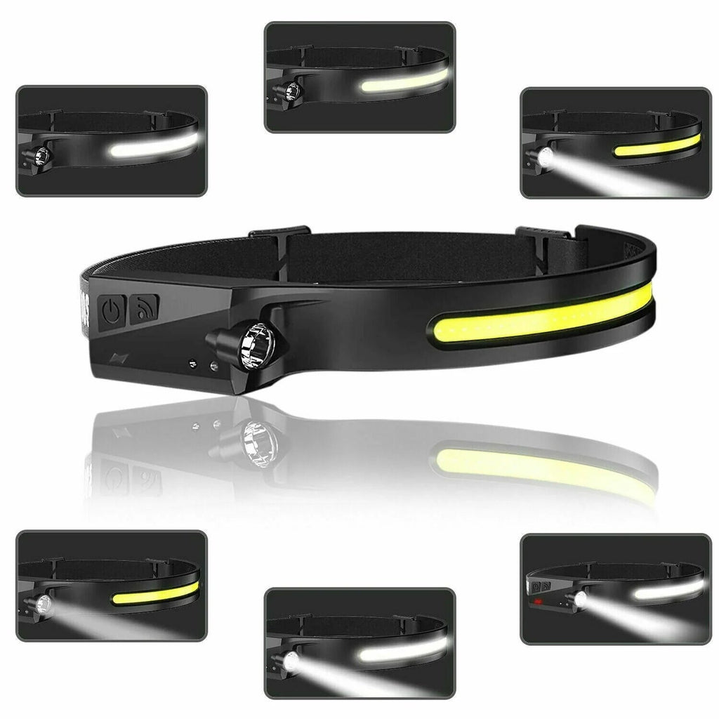 Illuminate Your Adventures with the COB LED Headlamp - USB Rechargeable, Lightweight, and Versatile Work Light
