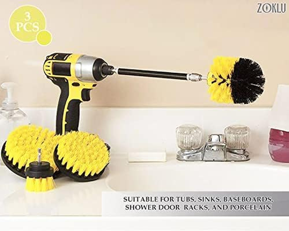 3 Pcs Drill Brush Attachments for Cleaning, Nylon 2/3.5/4 in Heads | Brush Attachment for Drill, 1/4 in Hex Shaft; Use on Car Detailing, Carpet, Wheels, Showers, Bathtubs, Tile, Grout & Floors