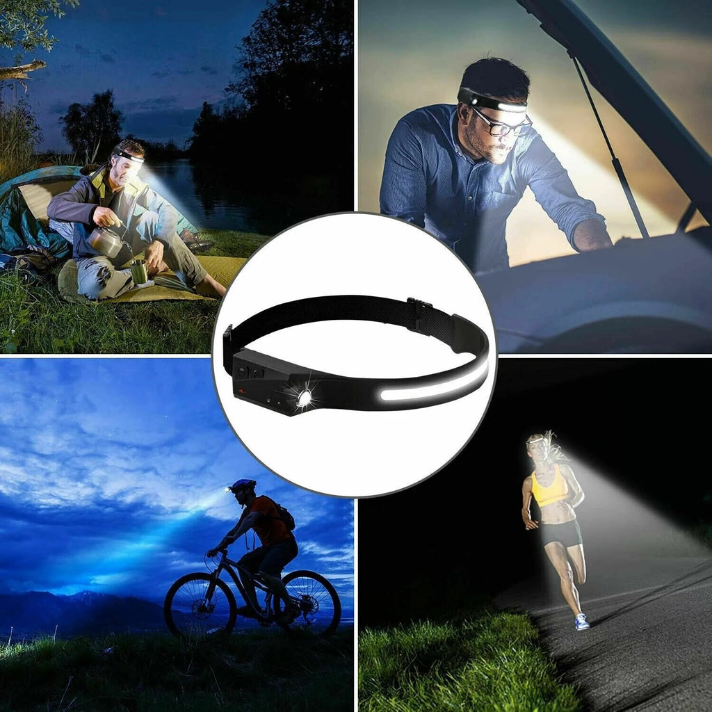 Illuminate Your Adventures with the COB LED Headlamp - USB Rechargeable, Lightweight, and Versatile Work Light