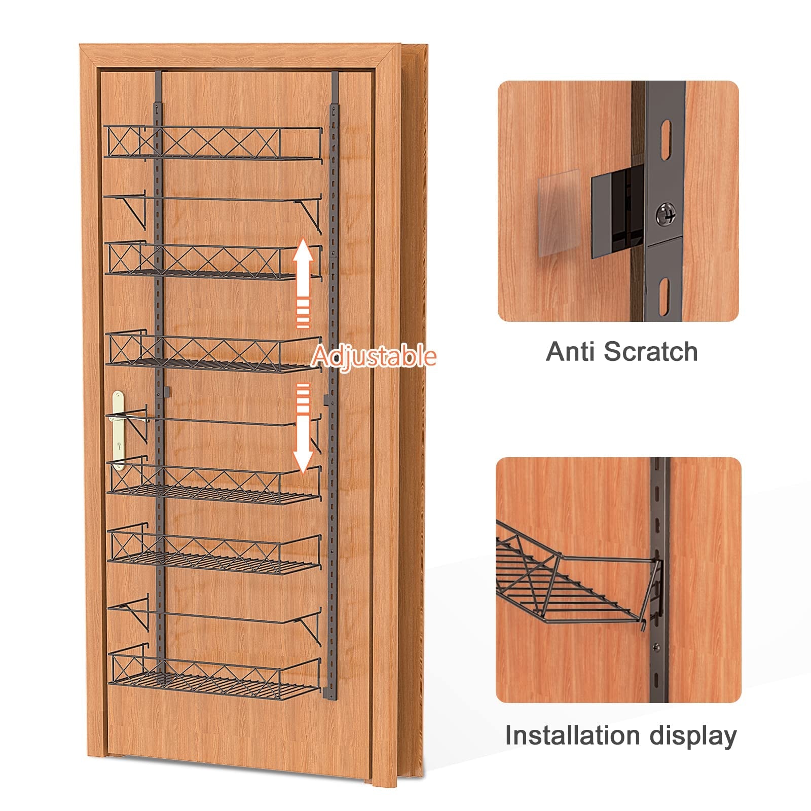 Maximize Your Space with the 6-Tier Adjustable Over the Door Pantry Organizer Rack in Elegant Bronze