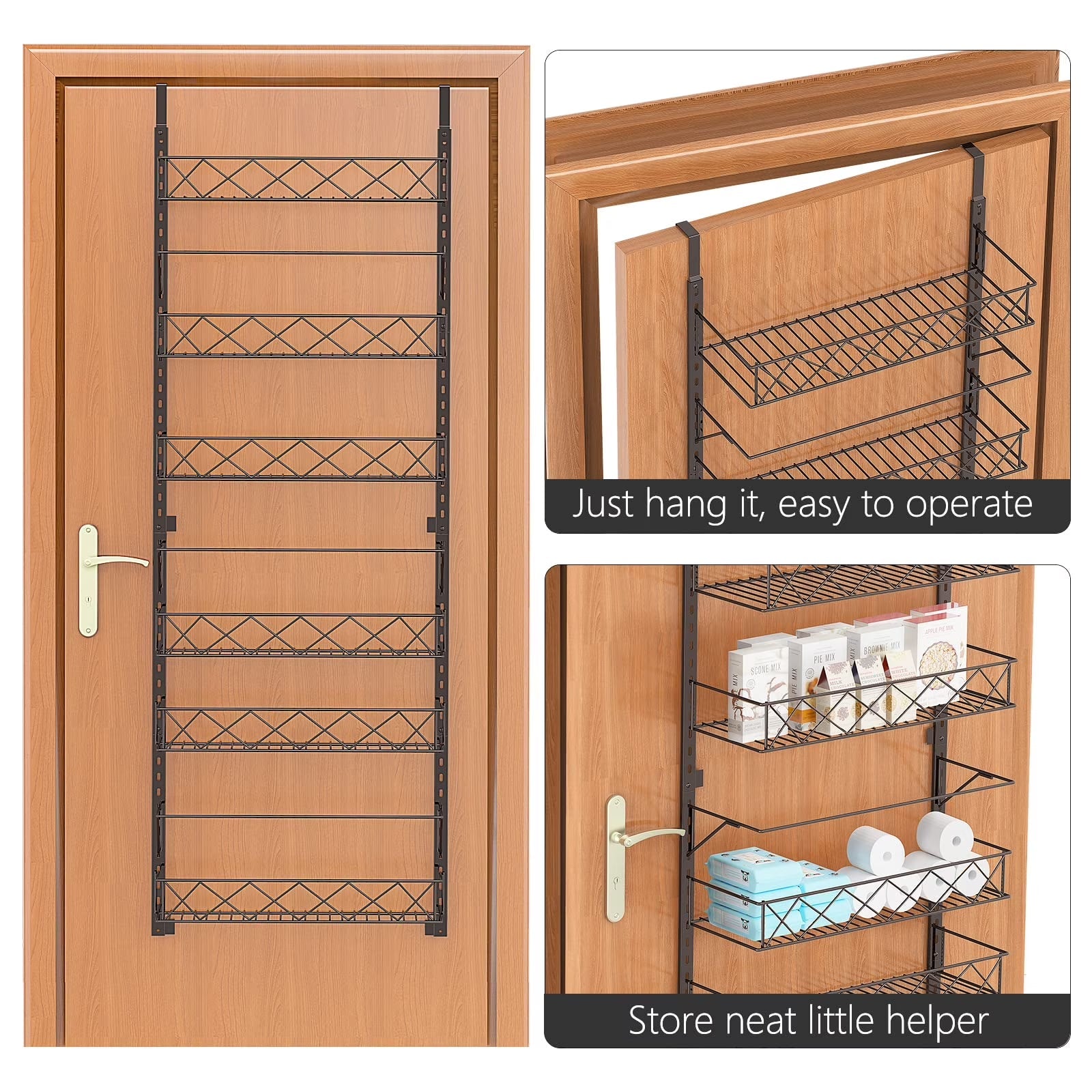 Maximize Your Space with the 6-Tier Adjustable Over the Door Pantry Organizer Rack in Elegant Bronze