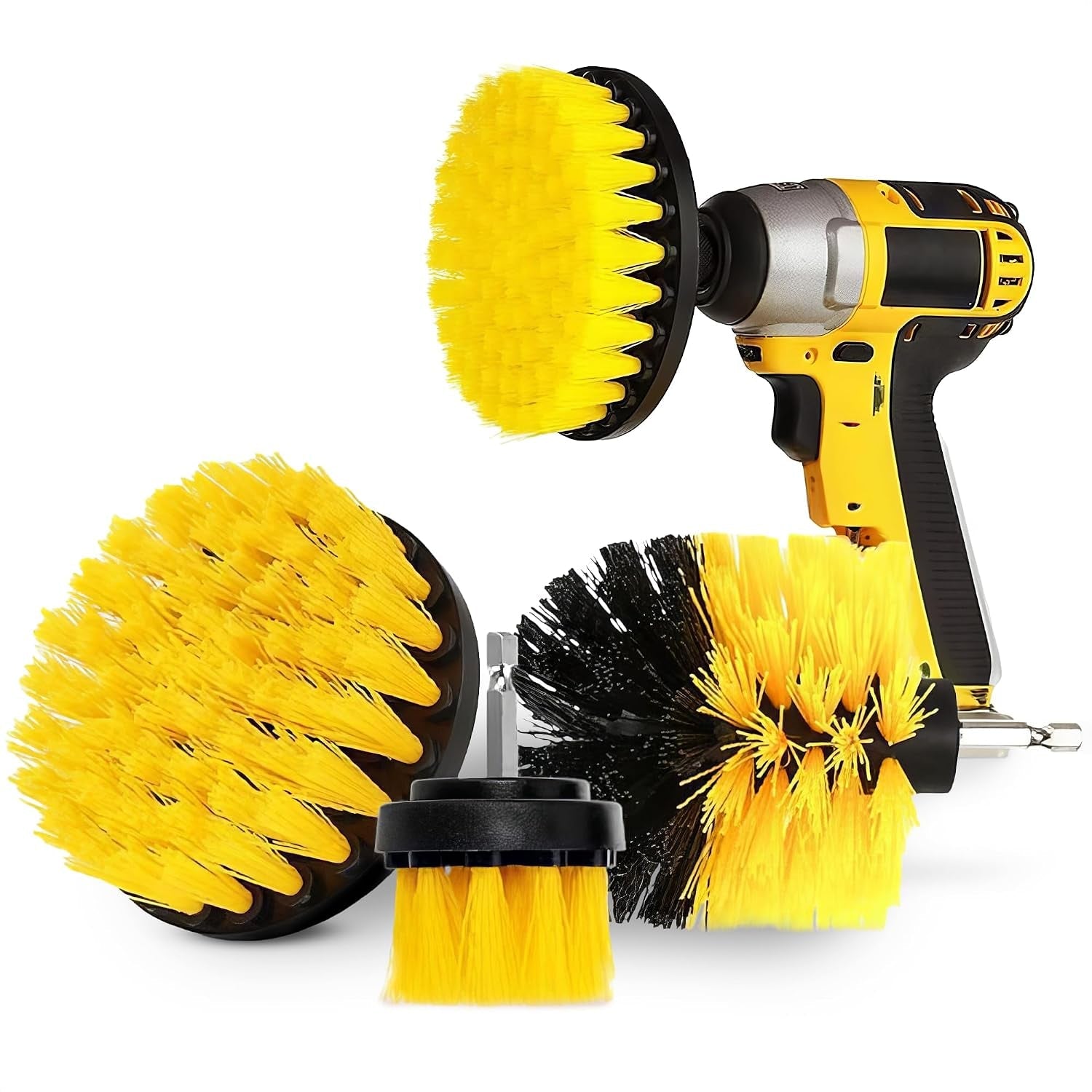 3 Pcs Drill Brush Attachments for Cleaning, Nylon 2/3.5/4 in Heads | Brush Attachment for Drill, 1/4 in Hex Shaft; Use on Car Detailing, Carpet, Wheels, Showers, Bathtubs, Tile, Grout & Floors