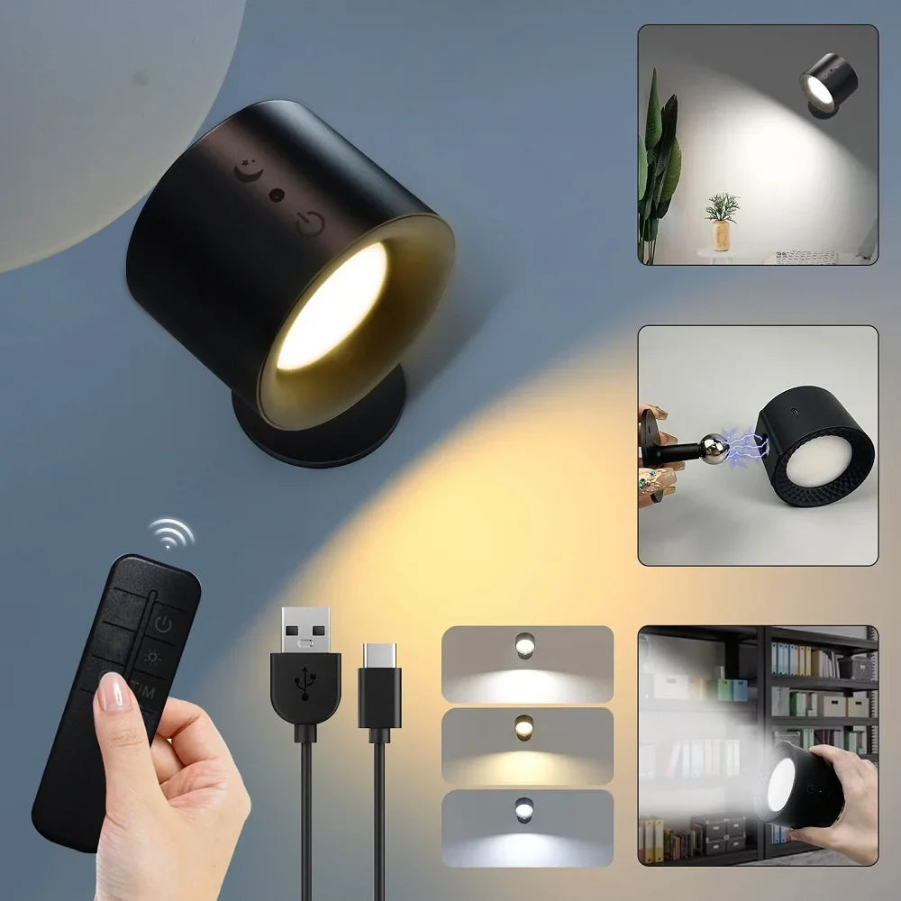 Transform Your Space with the LED Touch Control Double Head Wall Lamp - 360° Rotatable, 3 Colors, and Wireless Convenience for Bedrooms and More!