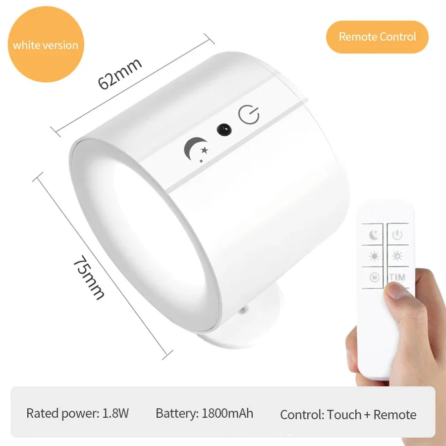 Transform Your Space with the LED Touch Control Double Head Wall Lamp - 360° Rotatable, 3 Colors, and Wireless Convenience for Bedrooms and More!