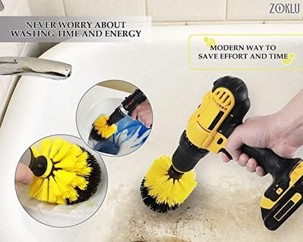 3 Pcs Drill Brush Attachments for Cleaning, Nylon 2/3.5/4 in Heads | Brush Attachment for Drill, 1/4 in Hex Shaft; Use on Car Detailing, Carpet, Wheels, Showers, Bathtubs, Tile, Grout & Floors