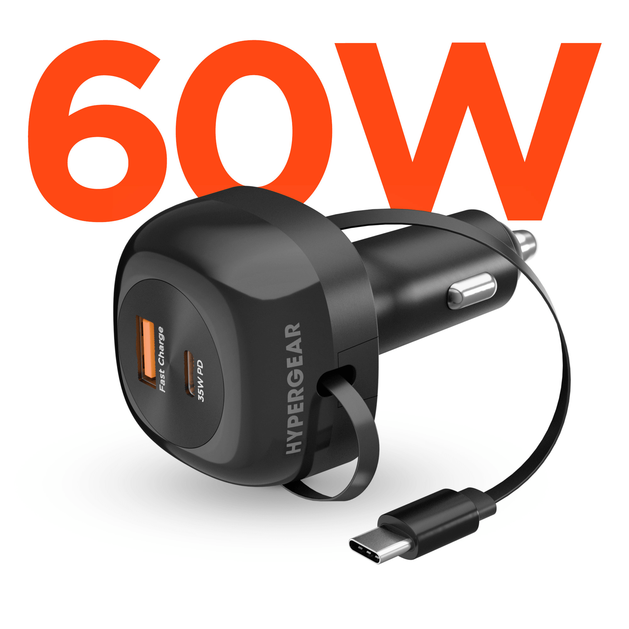 Experience Lightning-Fast Charging with the Hypergear Speedboost 60W Retractable Car Charger
